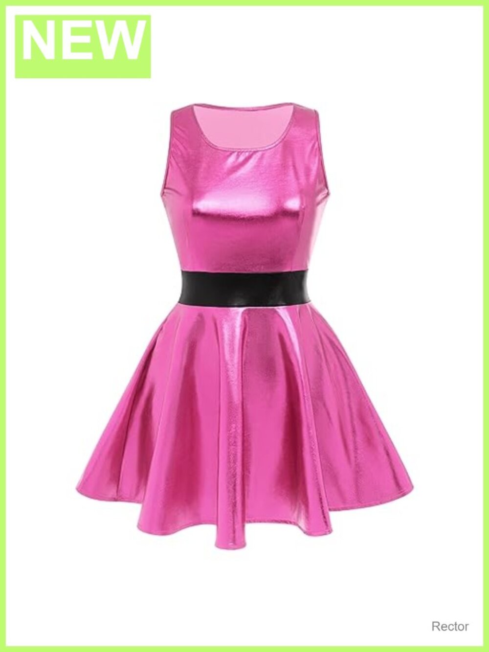 Metallic Skater Mini Dress Sleeveless Rave Clubwear Costume